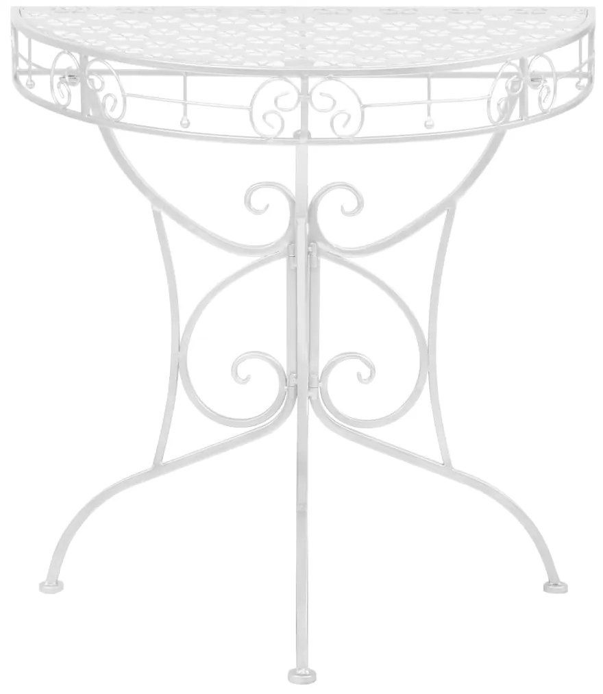 Mesa de apoio vintage semicircular metal 72x36x74 cm prateado