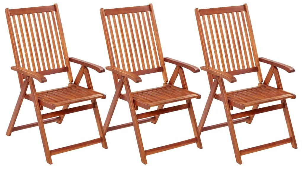 Cadeiras de jardim dobráveis 3 pcs madeira de acácia maciça