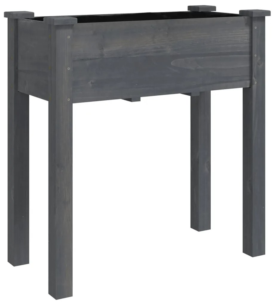 Floreira c/ forro e rodas 71x37x80 cm abeto maciço cinzento