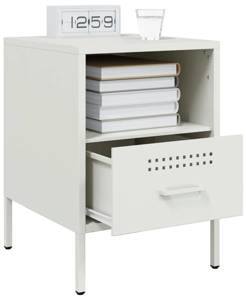 Mesas de cabeceira 2 pcs 36x39x50,5 cm aço branco