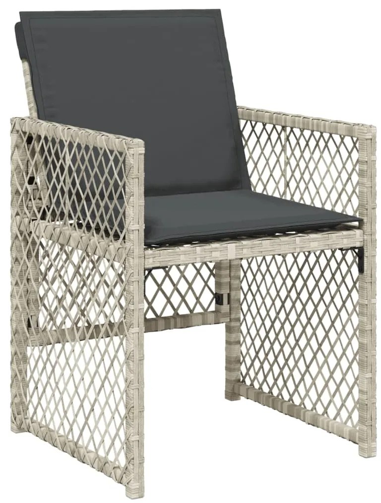 11 pcs conjunto jantar p/ jardim c/ almofadões vime PE cinzento