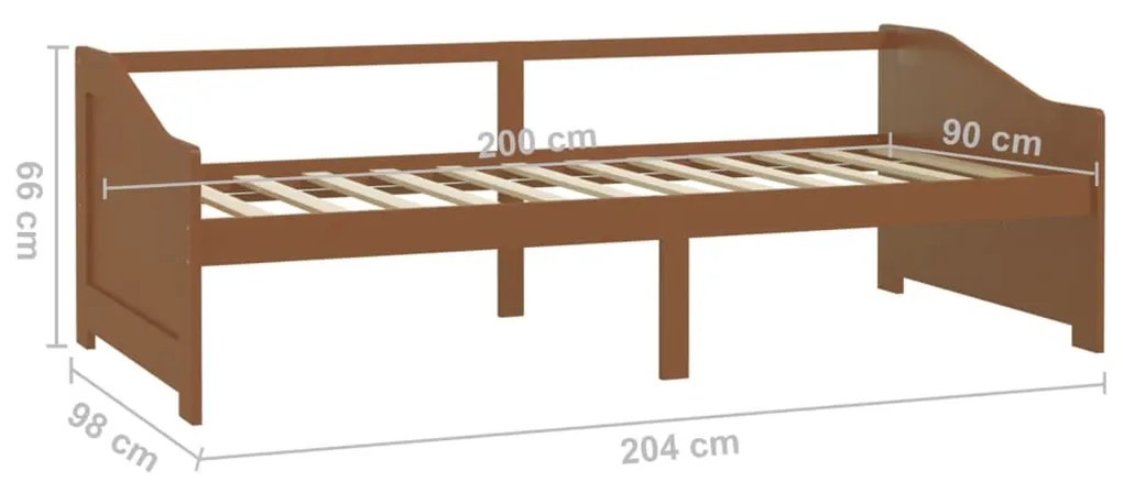 Sofá-cama de 3 lugares 90x200 cm pinho maciço castanho mel
