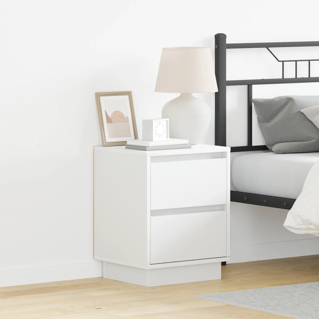 vidaXL Armários de Cabeceira com Luzes LED 2 pcs Brancos 39x34,5x50 cm