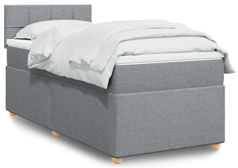 Cama com molas/colchão 80x200 cm tecido cinza-claro