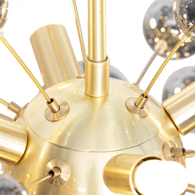 Candeeiro de suspensão design latão com vidro fumê 8 luzes - Explode Art Deco,Design