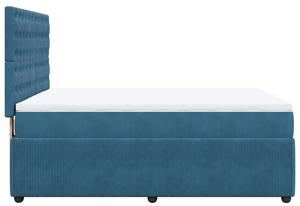 Cama com molas/colchão 140x200 cm veludo azul-escuro