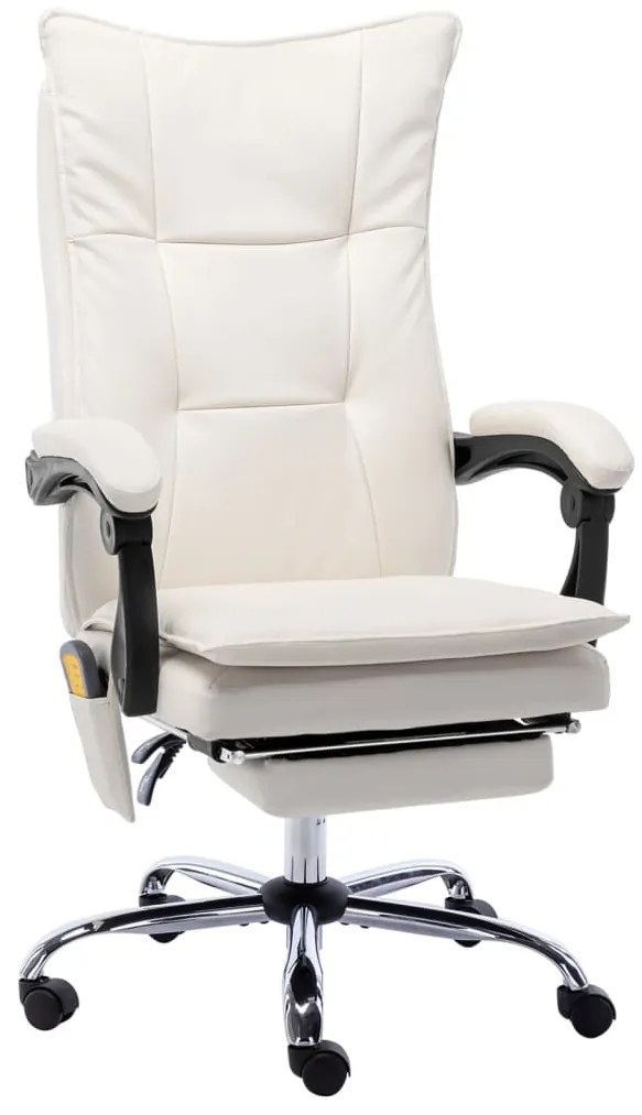 vidaXL Cadeira de escritório c/ função massagem couro artificial creme