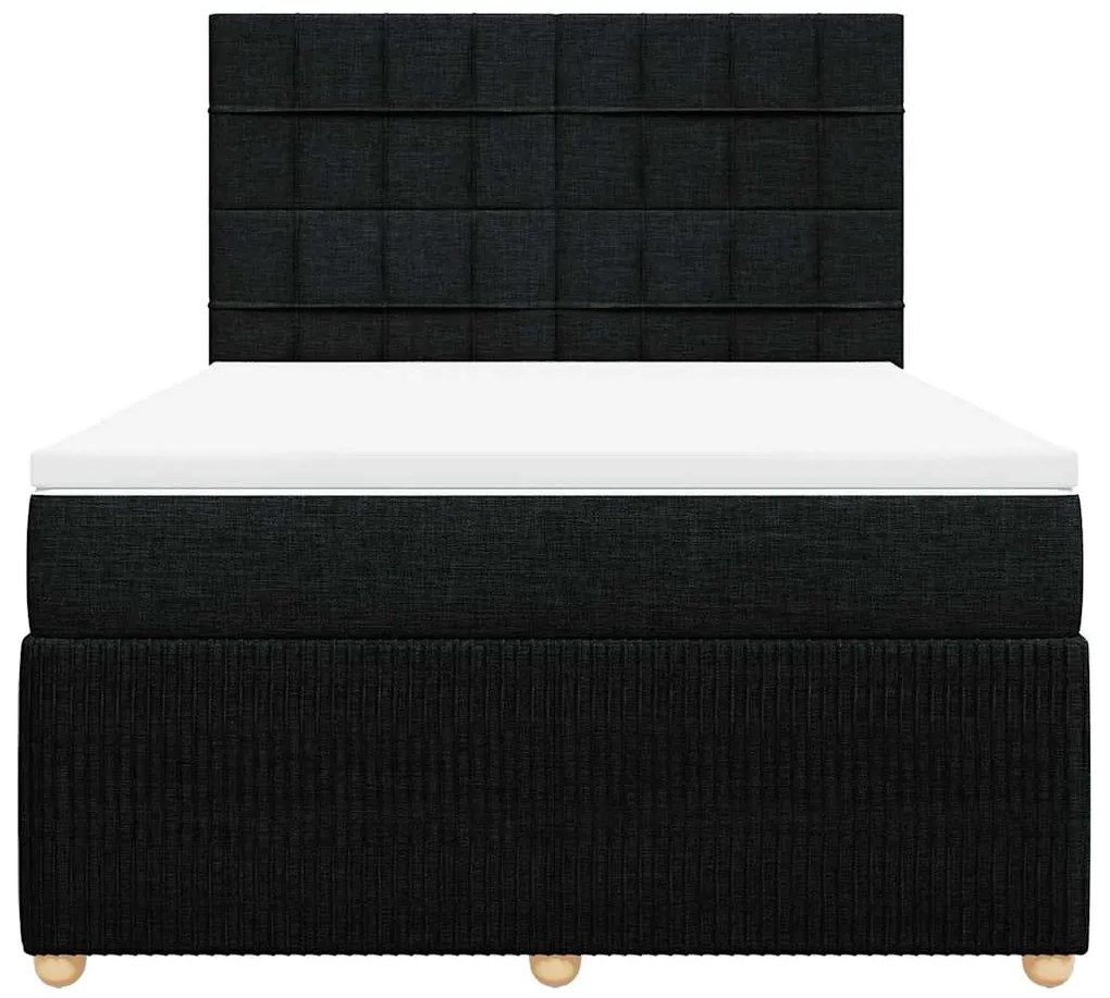 Cama com molas/colchão 160x200 cm tecido preto
