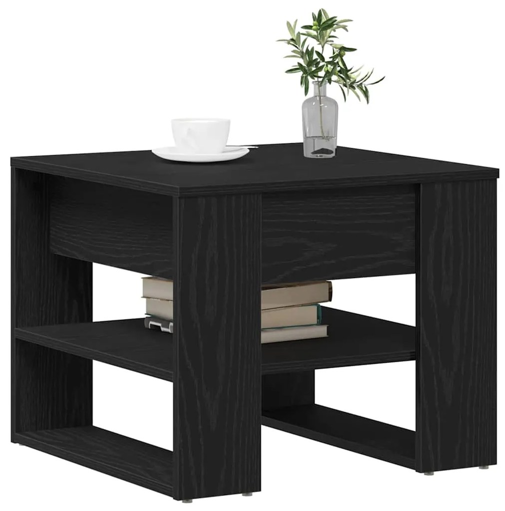 Mesa de Café de Carvalho Preto 55.5x55x45 cm Feita de Madeira Derivada