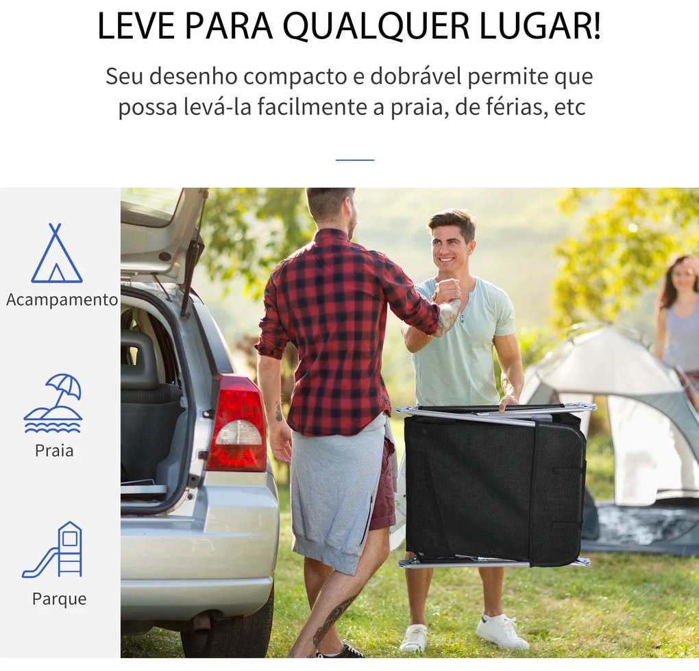 Espreguiçadeira dobrável e reclinável de jardim com apoio de cabeça e