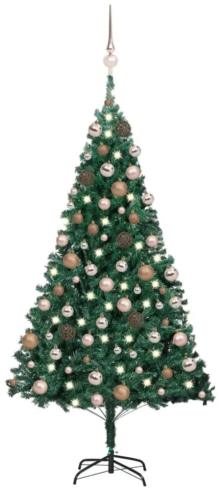 vidaXL Árvore Natal artificial pré-iluminada c/ bolas 180 cm PVC verde