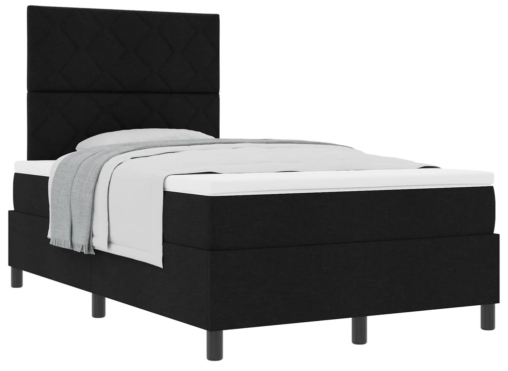 vidaXL Cama Box com colchão com cabeceira Preto 120 x 200 cm tecido