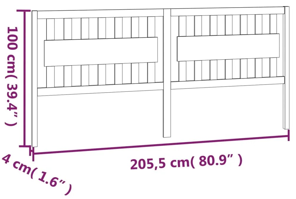 Cabeceira de cama 125,5x4x100 cm pinho maciço cinzento