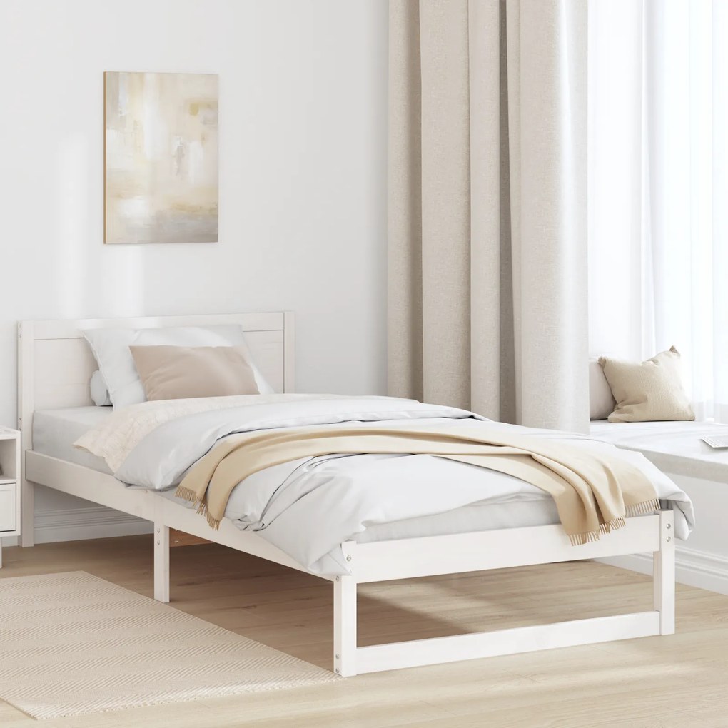 vidaXL Estrado Branco Madeira 90 x 200 cm Estrado Minimalista