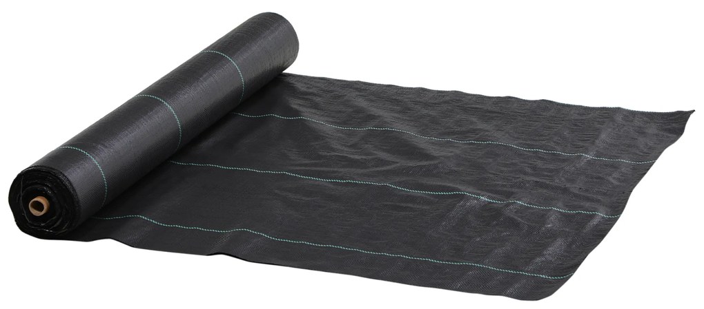 Outsunny Rolo de Malha Anti-Ervas 2x100 m Malha Geotêxtil 60 g/m² para Controlo de Ervas Daninhas de Jardim Malha Anti-Ervas Preta