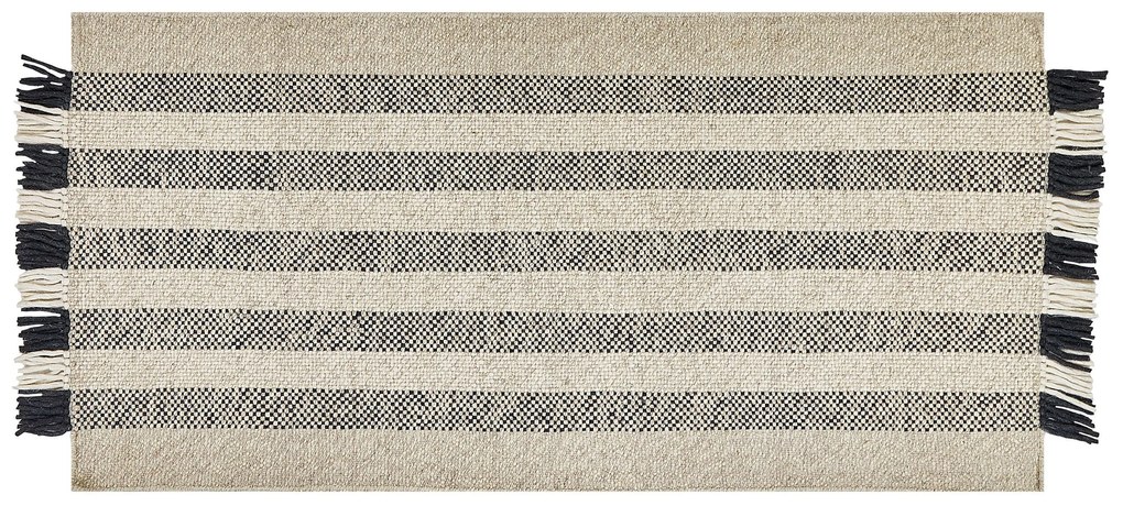 Tapete de lã branca e preta 80 x 150 cm TACETTIN Beliani