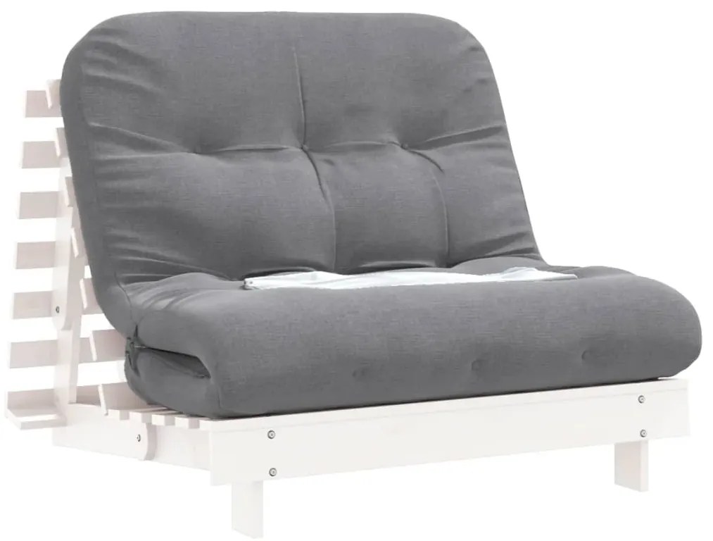Sofá-cama futon com colchão 100x206x11 cm pinho maciço branco