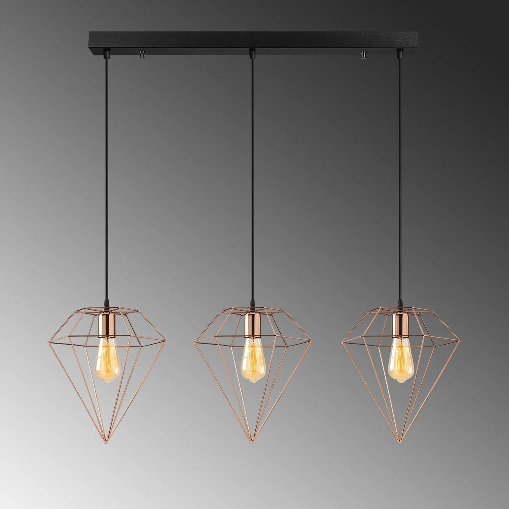 Candeeiro Suspenso Elmas – Cobre – 100 x 30 cm
