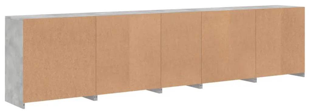 Aparador com luzes LED 283x37x67 cm cinzento cimento