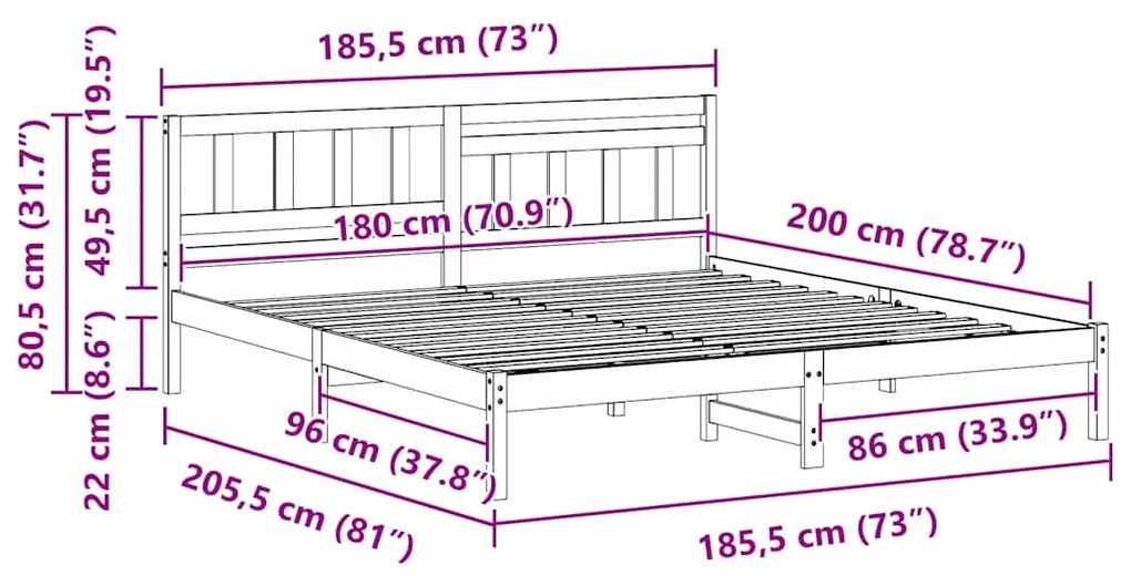 Estrutura da Cama com cabeceira Branco 180 x 200 cm