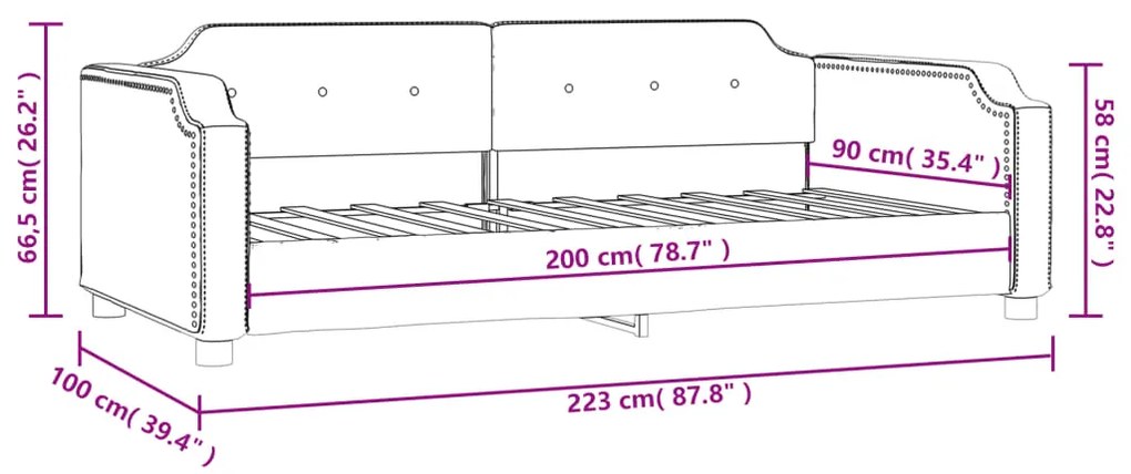 Sofá-cama 90x200 cm tecido cinzento-escuro