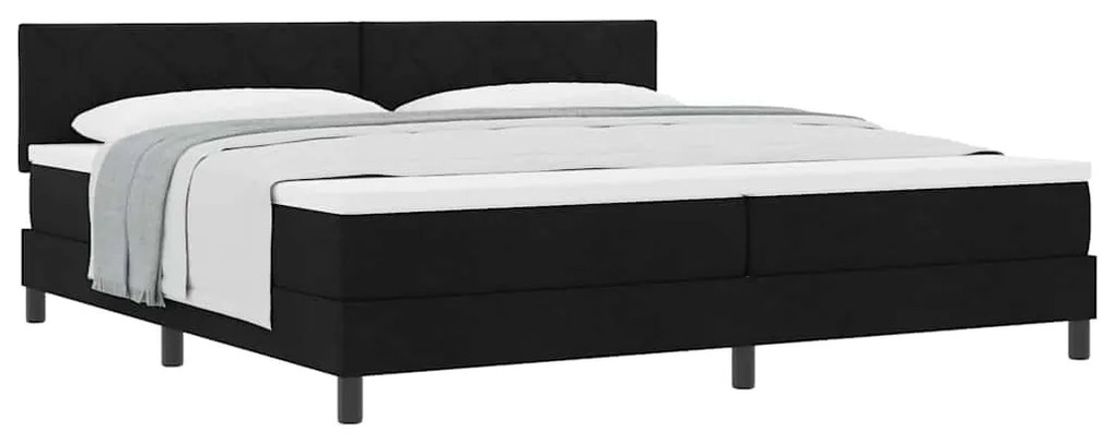 Cama Box Spring com Colchão Preto 200x200 cm Tecido