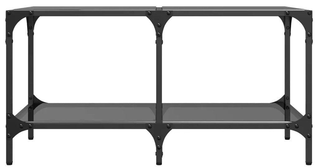 Mesa de centro com topo em vidro preto 78,5x40x40 cm aço