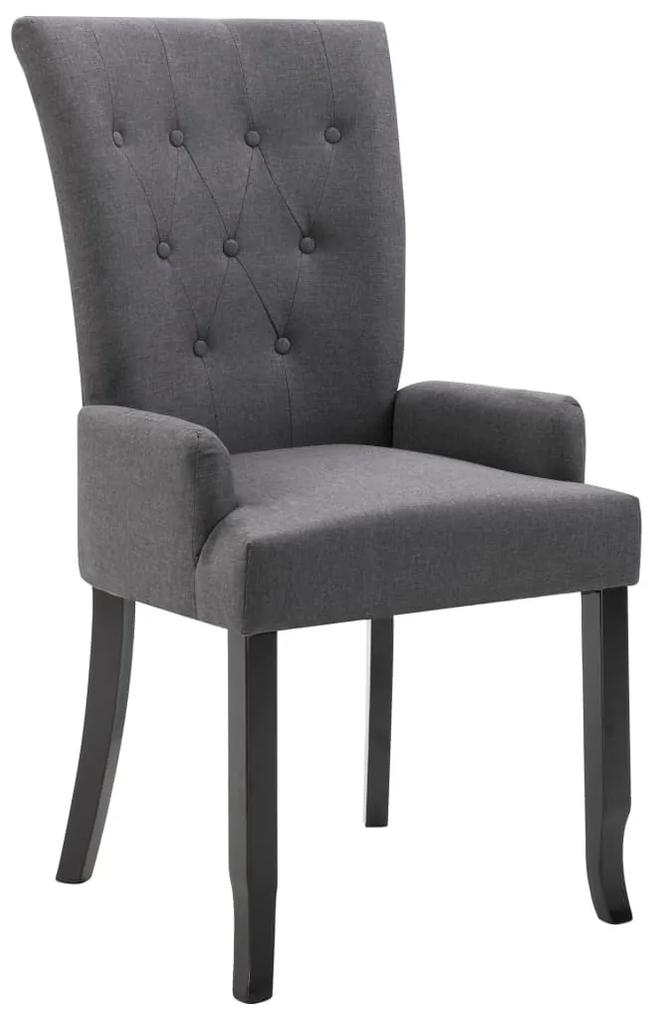 Cadeira de jantar com apoio de braços tecido cinzento-escuro