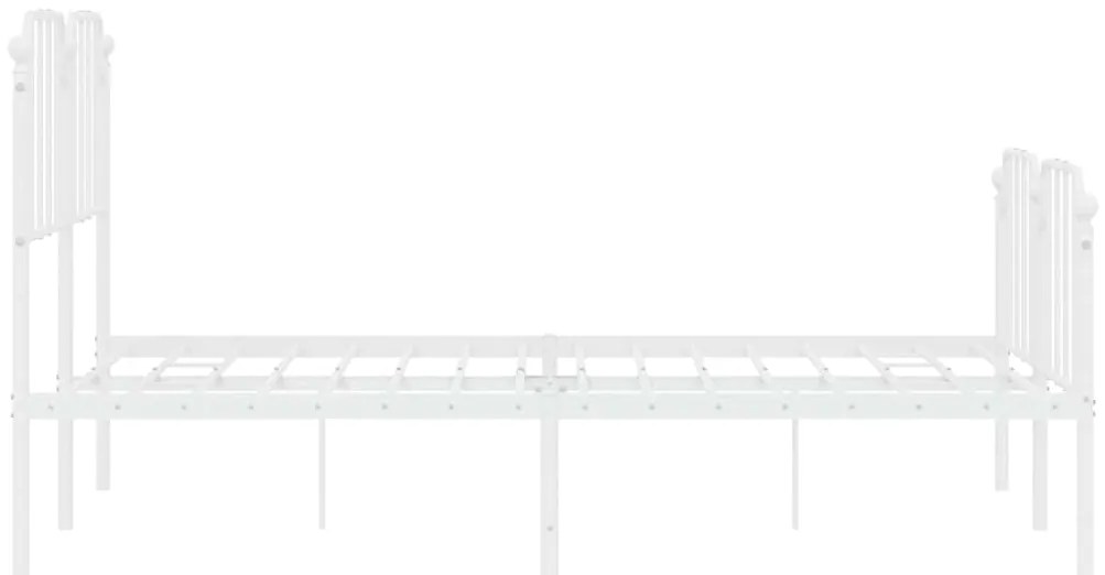 Estrutura de cama com cabeceira e pés 135x190 cm metal branco