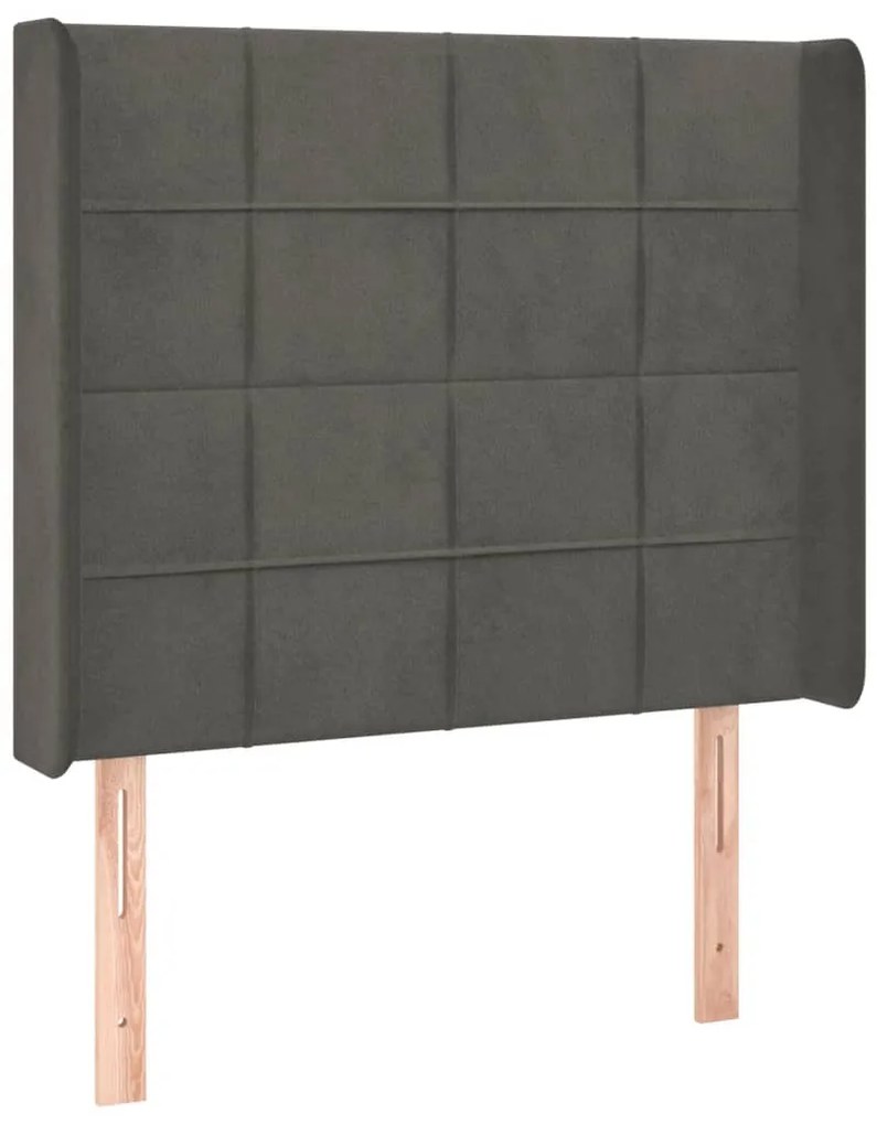 Cabeceira de cama c/ LED veludo 103x16x118/128 cm cinza-escuro