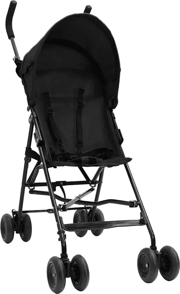 vidaXL Carrinho de bebé aço antracite e preto