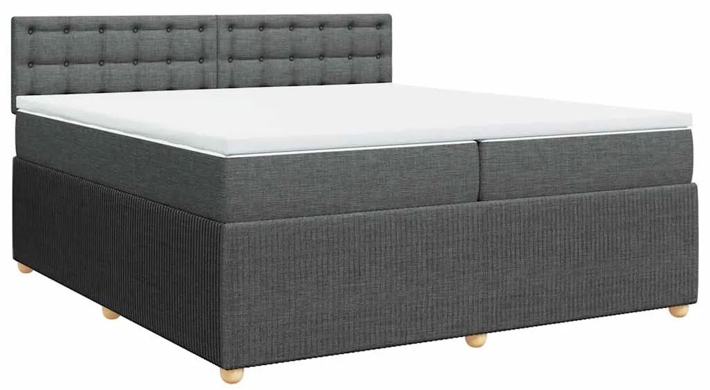 Cama com molas/colchão 200x200 cm tecido cinzento-escuro