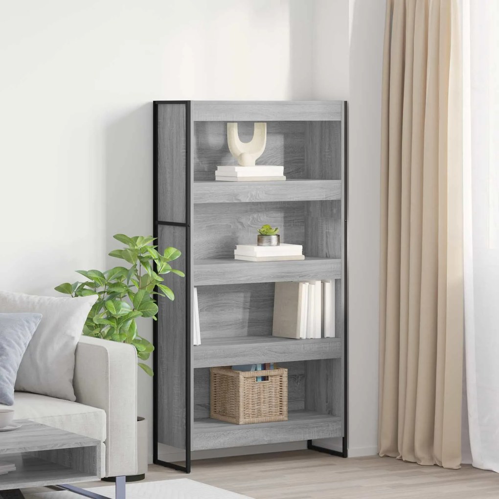 vidaXL Gabinete de Livros 2 pcs Cinza Sonoma 80 x 30 x 155 cm
