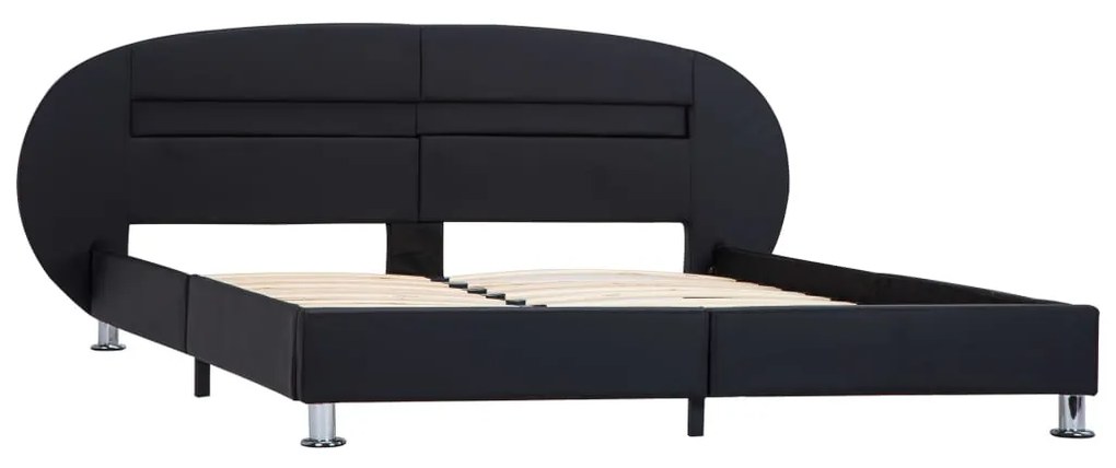 Estrutura de cama c/ LEDs 180x200 cm couro artificial preto