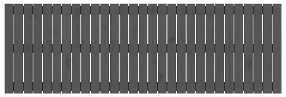 Cabeceira de parede 185x3x60 cm madeira de pinho maciça cinza