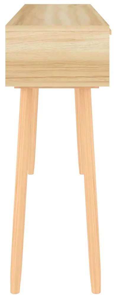 Mesa consola 105x30x75 cm pinho maciço e vime natural castanho