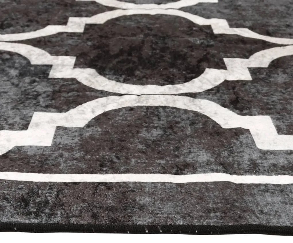 Tapete lavável antiderrapante 160x230 cm preto e branco