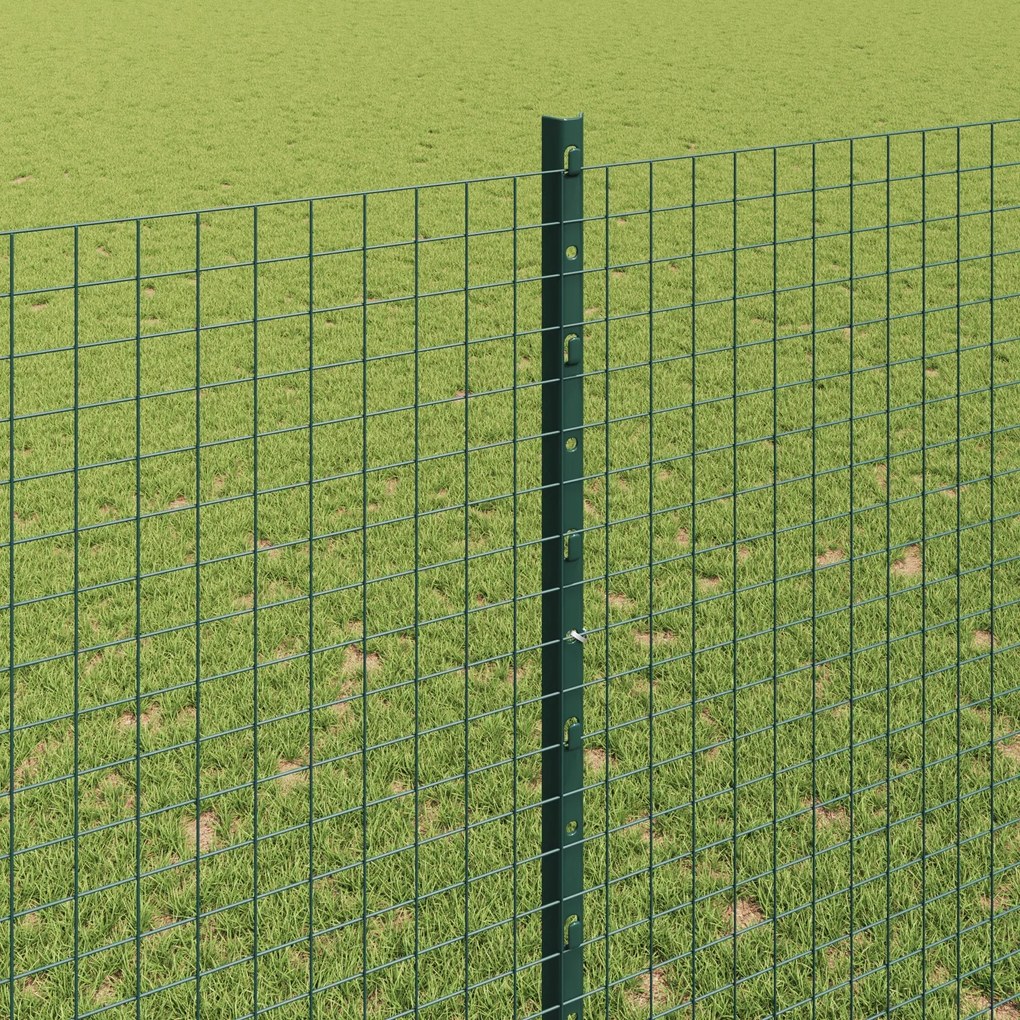 Cerca de Fio Soldado com 5 Postes U Verde 1,6x10 m Aço
