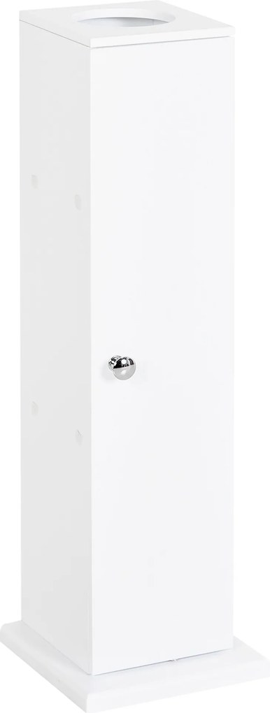 HOMCOM Armário de Casa de Banho Estreito com Orifício para Papel Higiénico e Prateleiras Estilo Moderno 19,5x19,5x65 cm Branco | Aosom Portugal