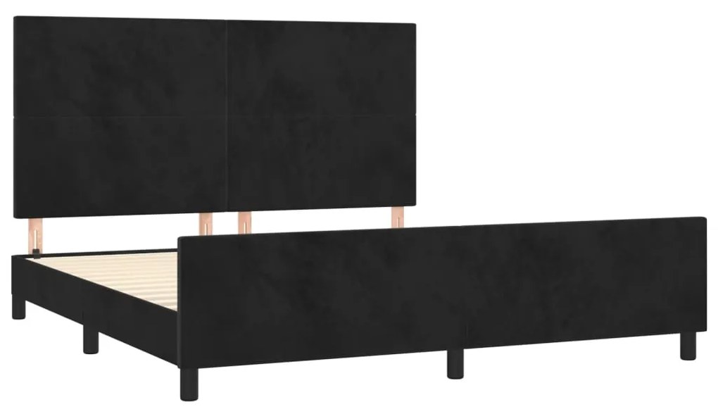 Estrutura de cama sem colchão 160x200 cm veludo preto