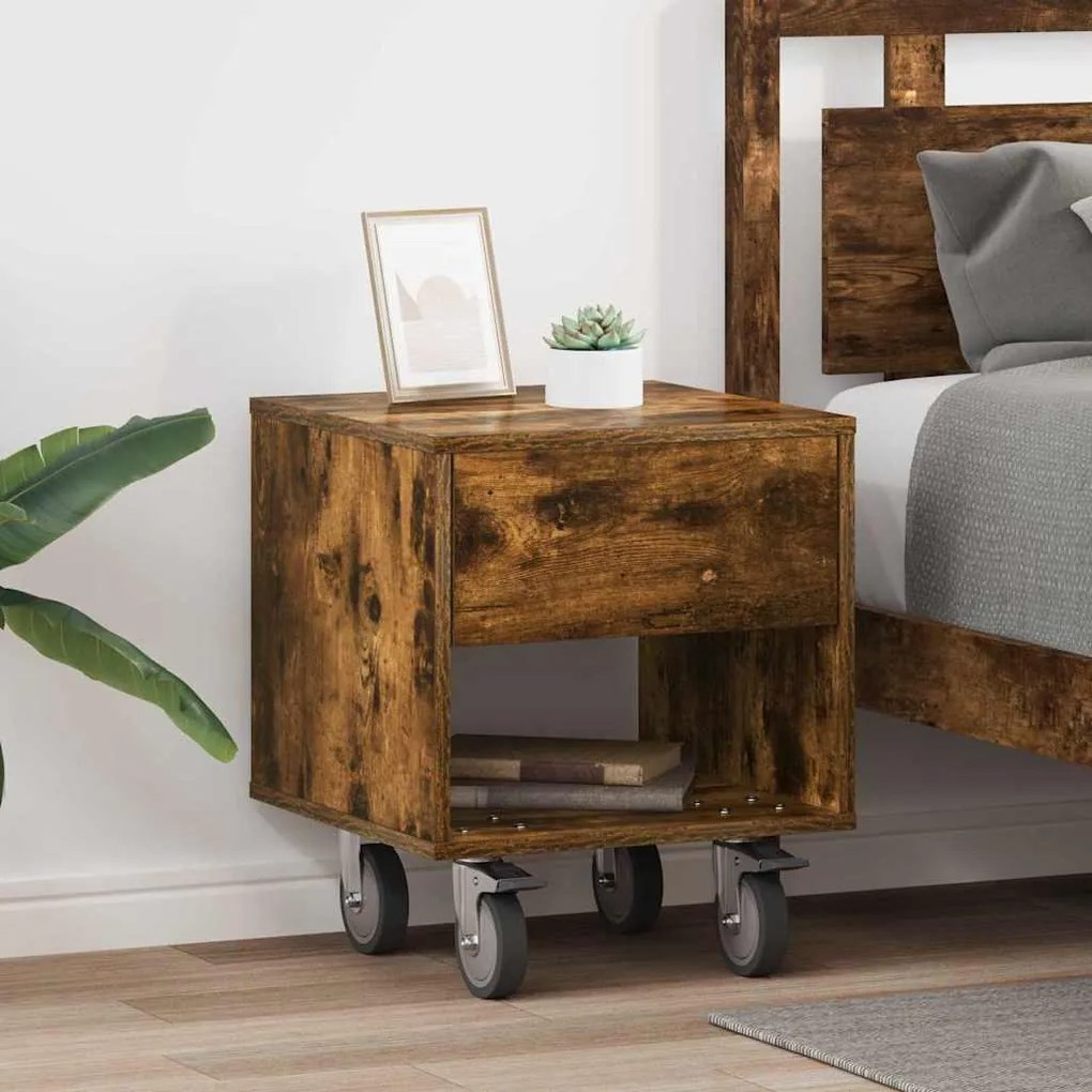 vidaXL Mesa-de-cabeceira 2 pcs Carvalho Defumado 40,5 x 40 x 48 cm