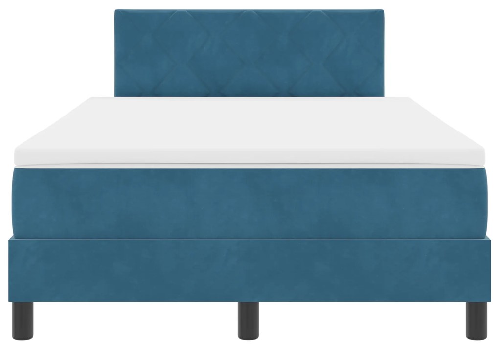 Cama Box com Colchão vidaXL Azul Escuro Pequeno Dobrável Veludo