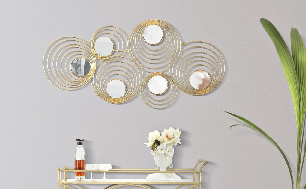 PAINEL DE PAREDE DE FERRO 3D RAYS CM 90X2,5X45 Dourado