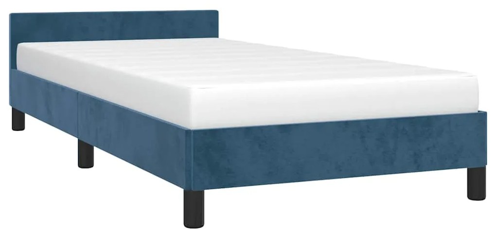 Estrutura de cama sem colchão 90x200 cm veludo azul-escuro