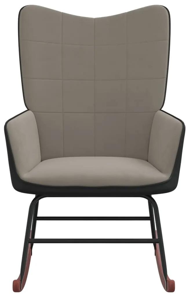 Cadeira de baloiço PVC e veludo cinzento-claro