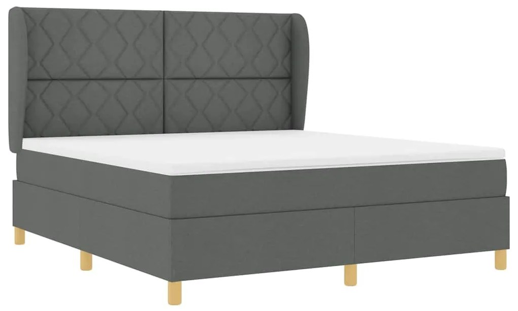 Cama Box com Colchão - Cinza Escuro, 180x200 cm, Tecido