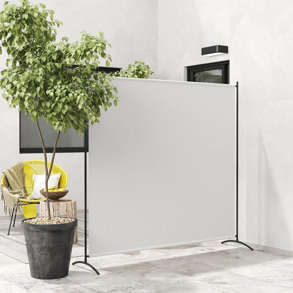 Biombo de exterior de painel único, divisória de 180 cm de altura com proteção UV30+, bege