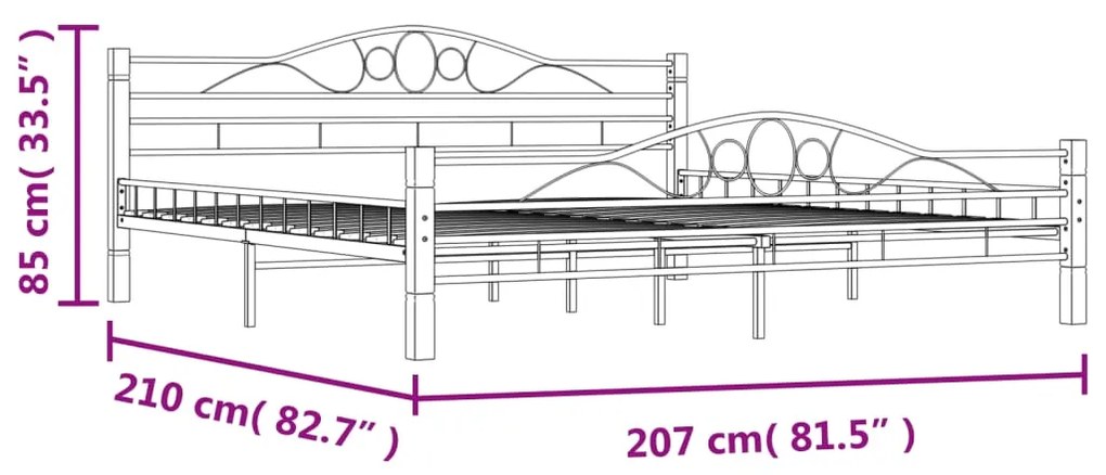 Estrutura de cama 200x200 cm metal preto