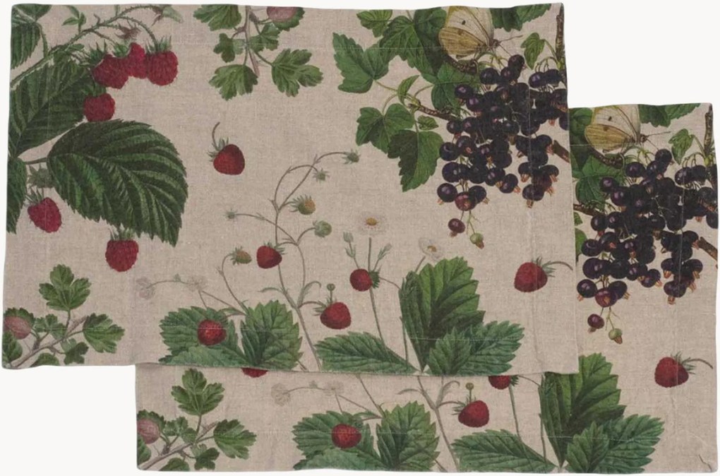 Individuais de mesa em linho Berries, conjunto de 2