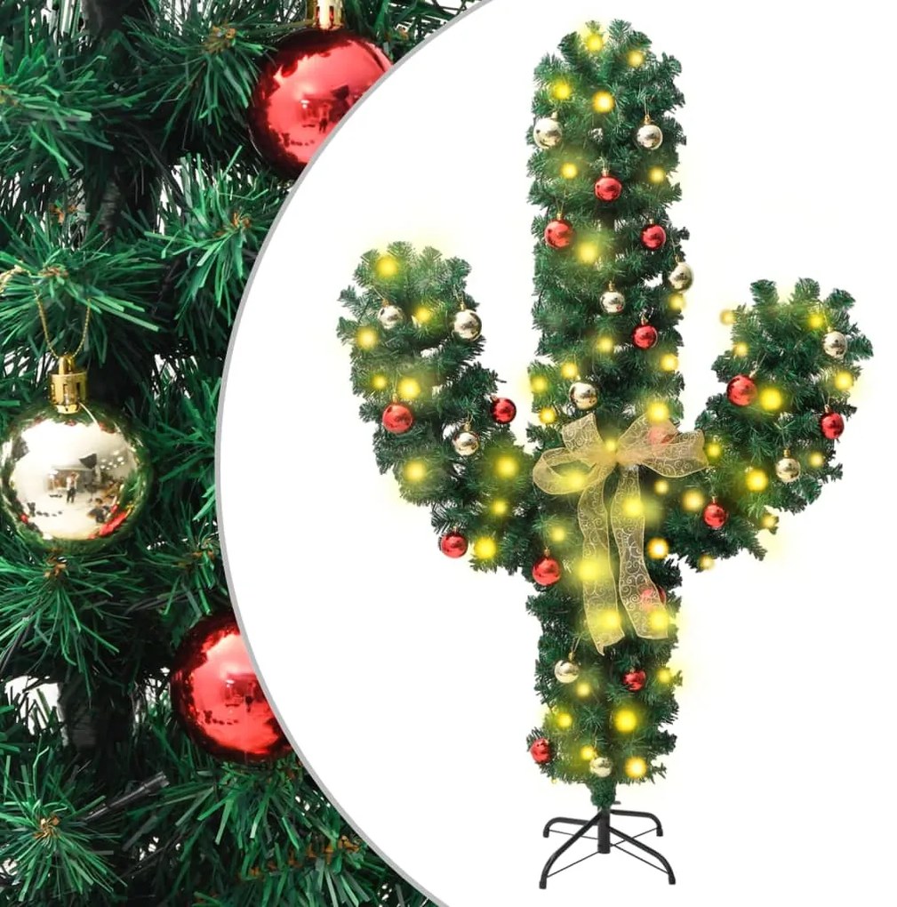 vidaXL Cato de Natal com suporte e LEDs PVC 210 cm verde
